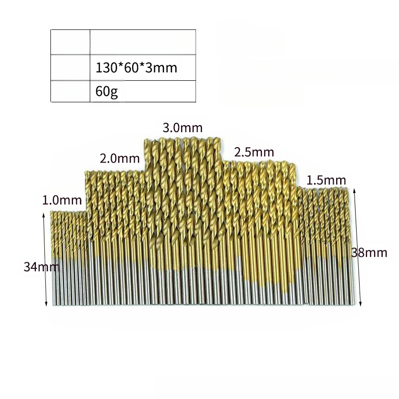 Комплект винтови свредла за пробиване, с прав държач, от високоскоростна стомана, миниатюрни, 40 броя