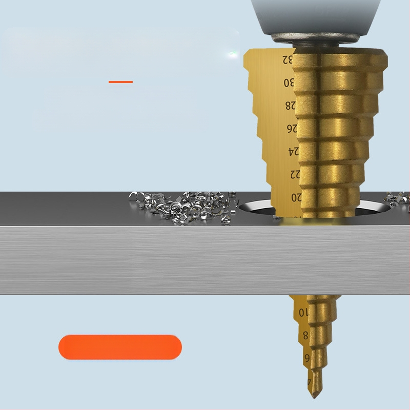 6 части Pagoda дърводелски набор от свредла за дървообработване със слот, триъгълна дръжка, носеща стомана и титаново покритие, стъпкови свредла