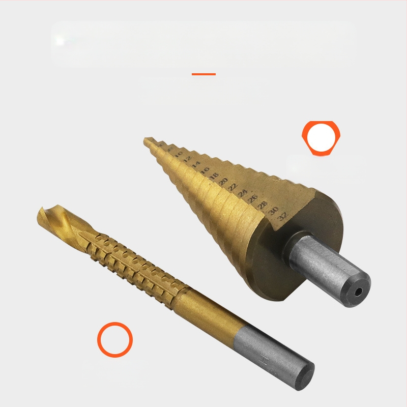 6 части Pagoda дърводелски набор от свредла за дървообработване със слот, триъгълна дръжка, носеща стомана и титаново покритие, стъпкови свредла