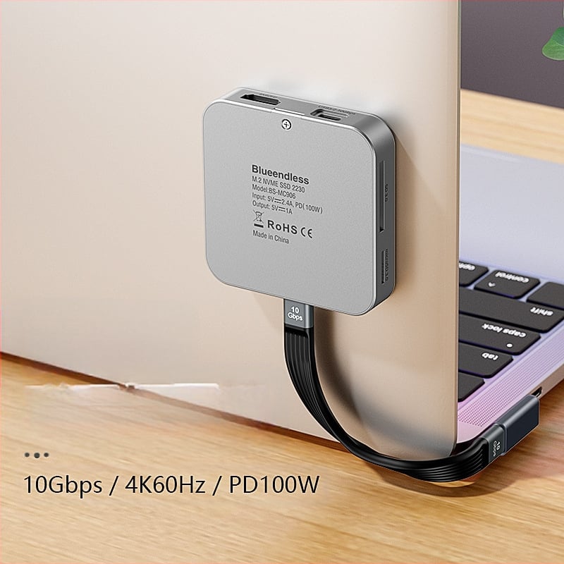 Θήκη SSD M.2 NVMe και σταθμός σύνδεσης HDMI με USB-C 3.2, αλουμινένιο κράμα, έως 2 TB