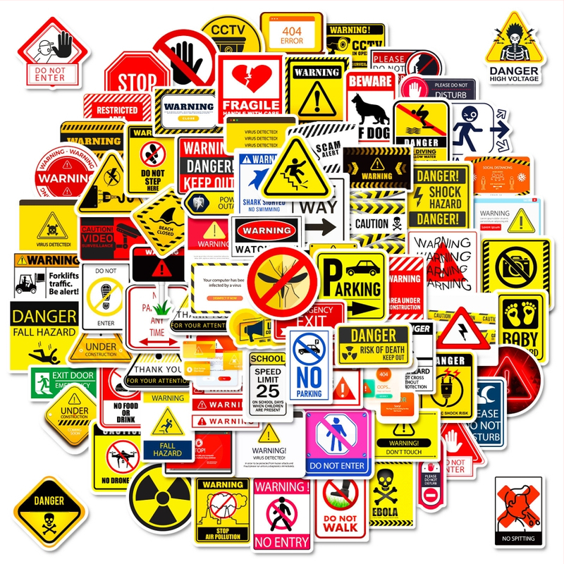 Figyelmeztető matricák, 100 darab, papír, modern minimalista stílus, ofszet nyomtatás, logó nélkül