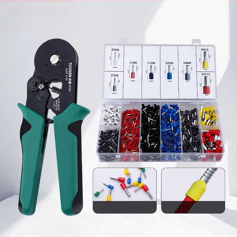 Tubu tipo terminalų crimpinės žnyplės, adatos formos laidui, savęs atstatantis dantrinis mechanizmas, aukštos anglies plienas, svoris 0.58