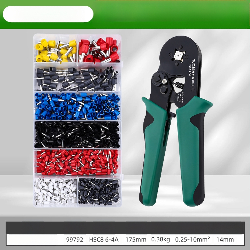 Tubu tipo terminalų crimpinės žnyplės, adatos formos laidui, savęs atstatantis dantrinis mechanizmas, aukštos anglies plienas, svoris 0.58