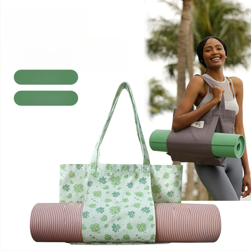 Gėlės rašto joga kilimėlio laikymo kanvos rankinė, tote rankinė su skaitmenine spauda, pritaikomas prekės ženklas, 260 g, su logotipu