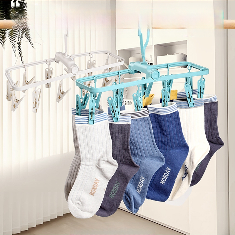 Összecsukható ruhaszárító állvány zoknikhoz, több bilincs, modell DGNYJ-1, műanyag