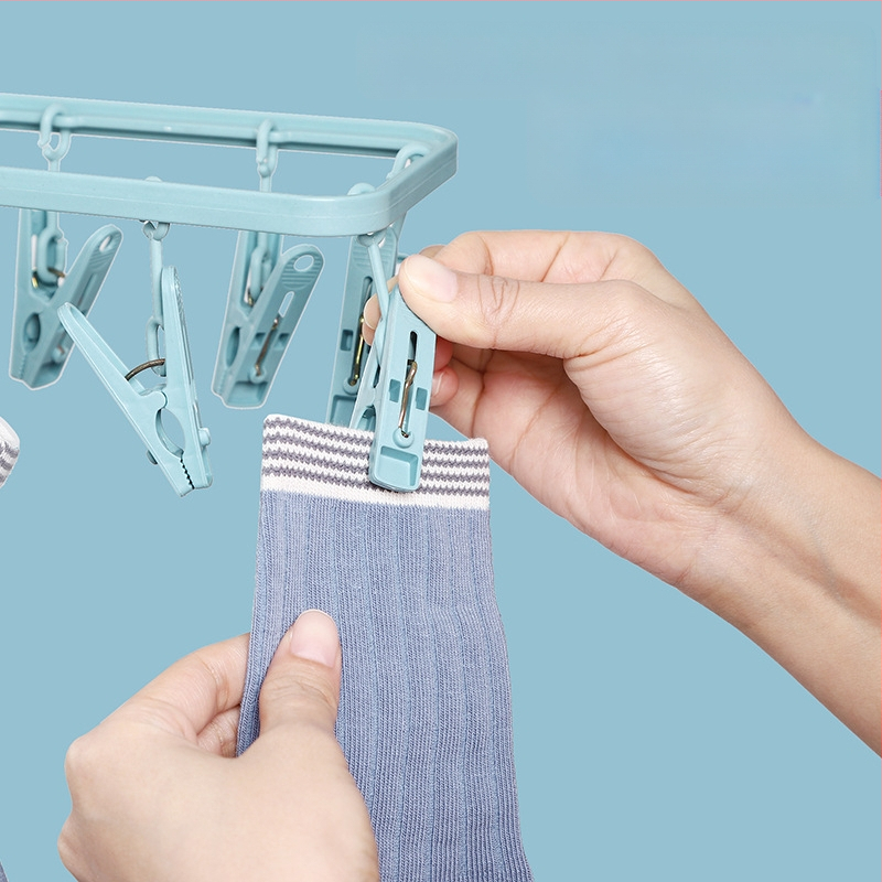 Összecsukható ruhaszárító állvány zoknikhoz, több bilincs, modell DGNYJ-1, műanyag
