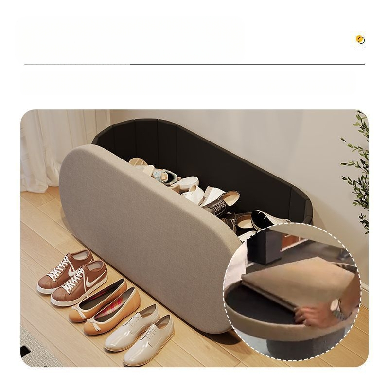 Сгъваема дървена табуретка за съхранение, мултифункционална с голям капацитет, подходяща за сядане и смяна на обувки, прост модерен дизайн.