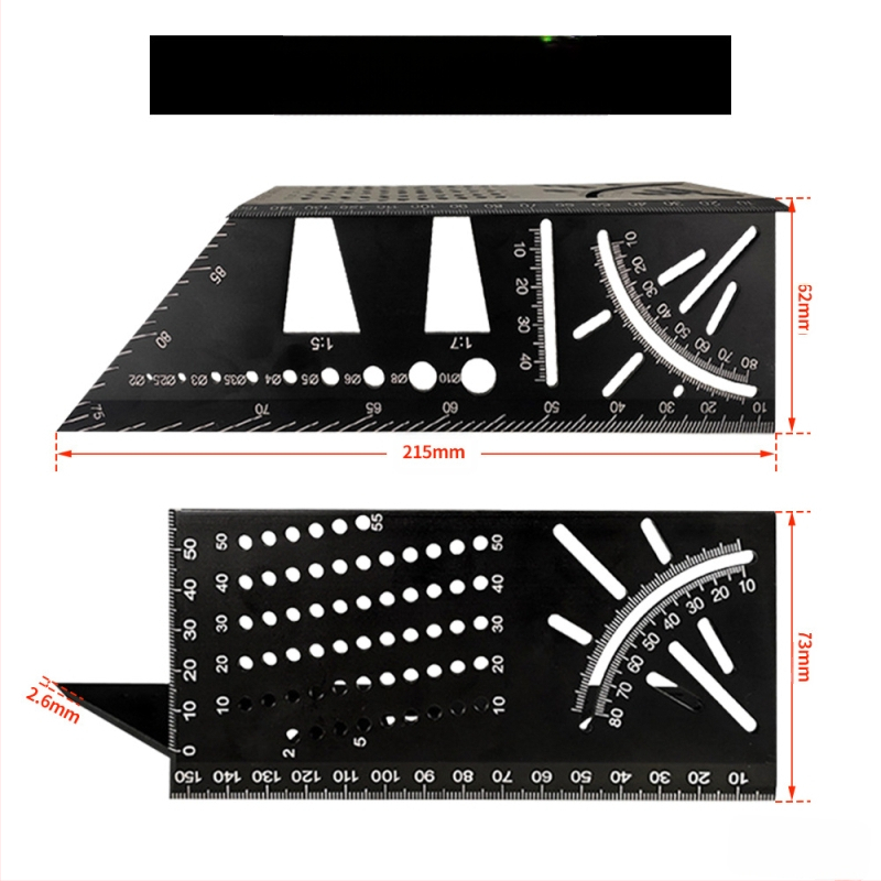 Πολυλειτουργικός γωνιόμετρο από κράμα αλουμινίου (Μάρκα: Onkel.J; Υλικό: κράμα αλουμινίου; Τύπος μετρητή: γωνιόμετρο)