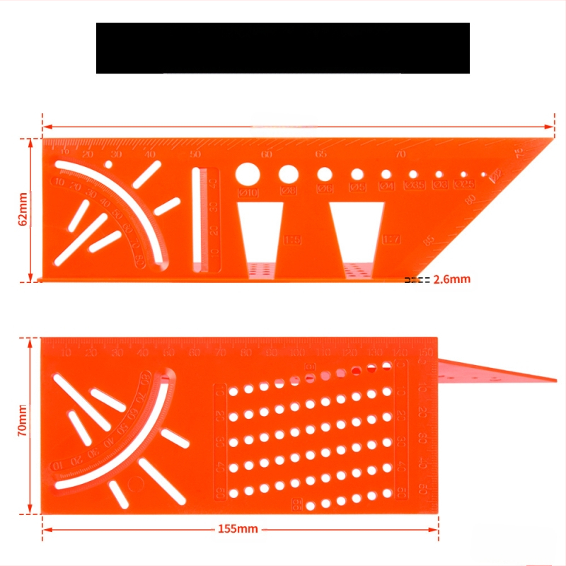 Πολυλειτουργικός γωνιόμετρο από κράμα αλουμινίου (Μάρκα: Onkel.J; Υλικό: κράμα αλουμινίου; Τύπος μετρητή: γωνιόμετρο)