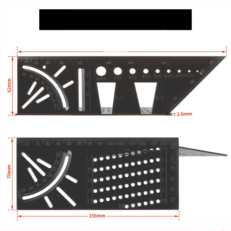 Πολυλειτουργικός γωνιόμετρο από κράμα αλουμινίου (Μάρκα: Onkel.J; Υλικό: κράμα αλουμινίου; Τύπος μετρητή: γωνιόμετρο)