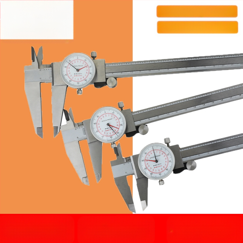JAVIER Vernier matavimo kalipras iš nerūdijančio plieno, dvigubo adatos dizainas, metrinė ir colinė skalė, 0-150-200-300 mm diapazonas, raiška 0.01 in