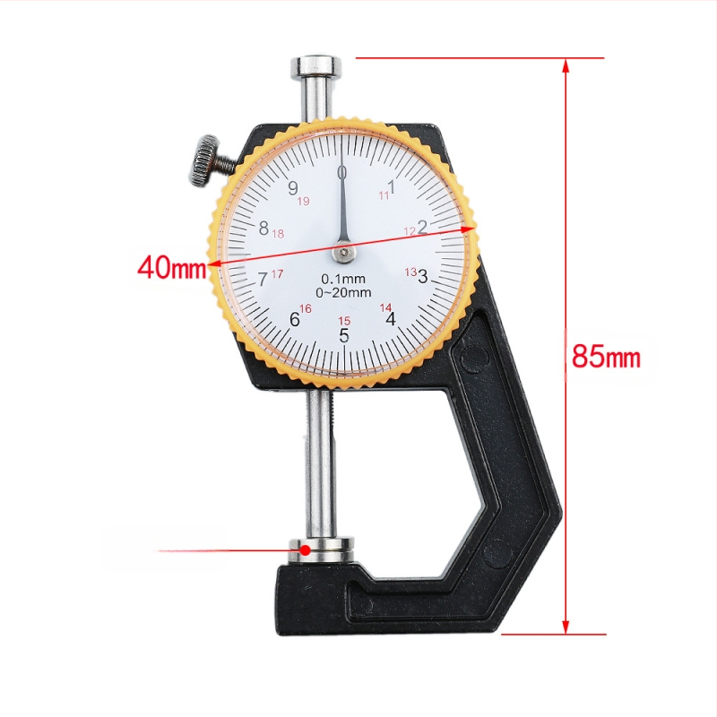 Дебелиномер 0–20 мм, указател с извит връх, ръчен, плоска глава, за измерване на дебелината на хартия