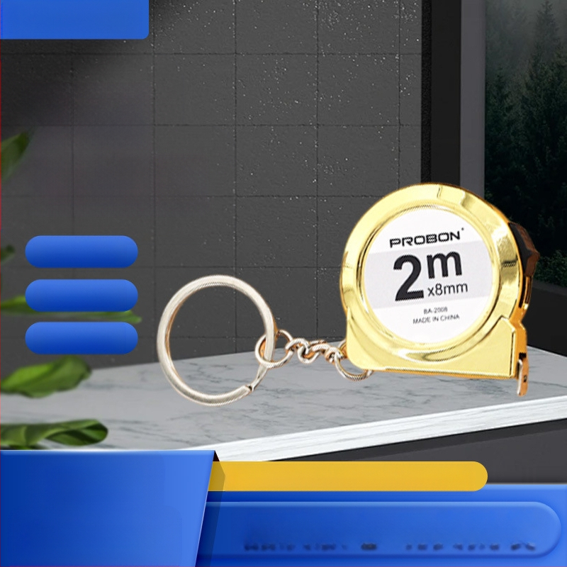 Csigavonal alakú acél mérőszalag kulcstartóval és autós medállal — Black Stone, szalag szélesség 8 mm