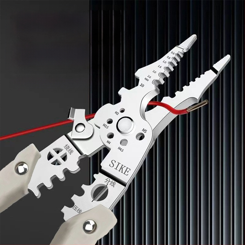 Industrijske razine višenamjerne elektrikarske kliješta za skidanje izolacije žica, rezanje žica i krimpanje, s vrhom tipa, težina 0,185