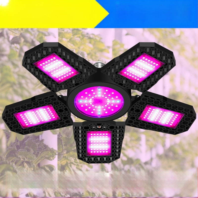 LED φως ανάπτυξης φυτών με φάσμα κόκκινο-μπλε, αναδιπλούμενος σχεδιασμός, 216/252/288 LED, είσοδος AC100-277V, περίβλημα ABS+PC, βάρος 295 g