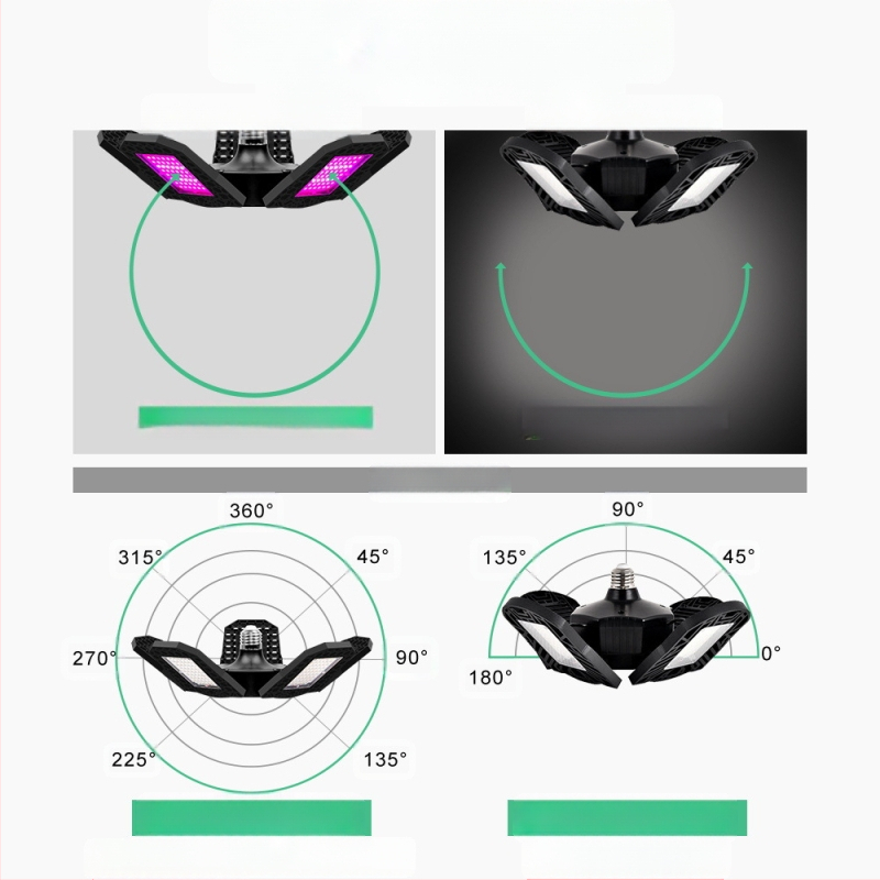 LED φως ανάπτυξης φυτών με φάσμα κόκκινο-μπλε, αναδιπλούμενος σχεδιασμός, 216/252/288 LED, είσοδος AC100-277V, περίβλημα ABS+PC, βάρος 295 g