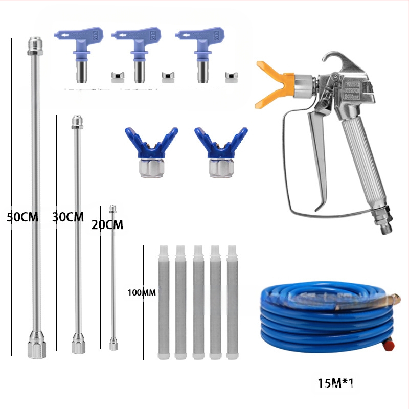 Hanxuan σετ ψεκασμού υψηλής πίεσης χωρίς αέρα — ανοξείδωτο ατσάλι, προέκταση ακροφύλλου, ακροφύσιο ψεκασμού, σωλήνας υψηλής πίεσης
