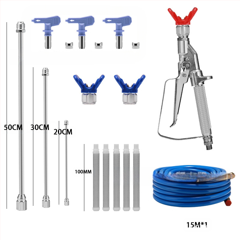 Hanxuan σετ ψεκασμού υψηλής πίεσης χωρίς αέρα — ανοξείδωτο ατσάλι, προέκταση ακροφύλλου, ακροφύσιο ψεκασμού, σωλήνας υψηλής πίεσης