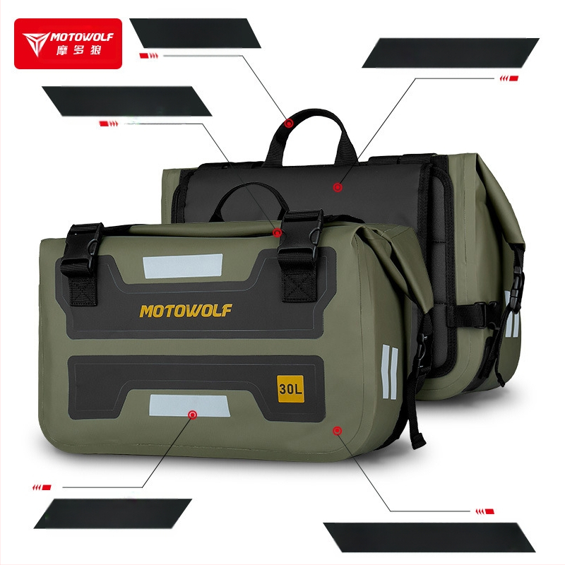 Μοτοσικλέτας πλευρική τσάντα για εξωτερικές μετακινήσεις, αδιάβροχη, γρήγορη απελευθέρωση, μεγάλη χωρητικότητα, Knight Pack στυλ, ύλικό 500D PVC, Mordo Wolf/MOTOWOLF