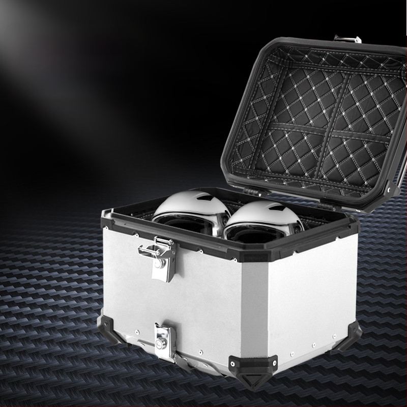 Αλουμινένιο κιβώτιο αποθήκευσης μοτοσικλέτας από κράμα αλουμινίου, αποσπώμενο και αδιάβροχο, χωρητικότητας 36/45/56/65 L, συμβατό με τα περισσότερα μοντέλα