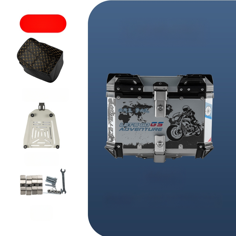Αλουμινένιο κιβώτιο αποθήκευσης μοτοσικλέτας από κράμα αλουμινίου, αποσπώμενο και αδιάβροχο, χωρητικότητας 36/45/56/65 L, συμβατό με τα περισσότερα μοντέλα