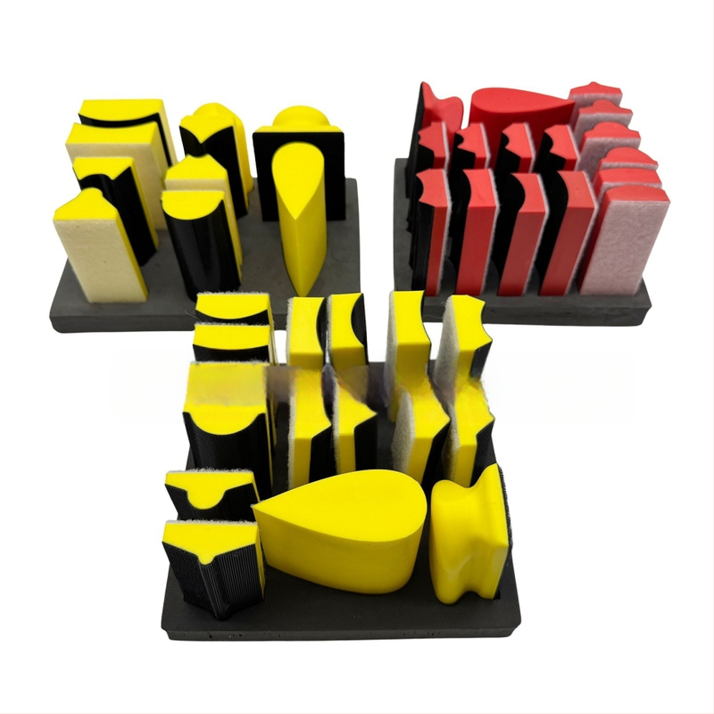 16-частен комплект ръчни полиращи блокове от нейлонови влакна за полиране на дърво, метал и автомобилни повърхности