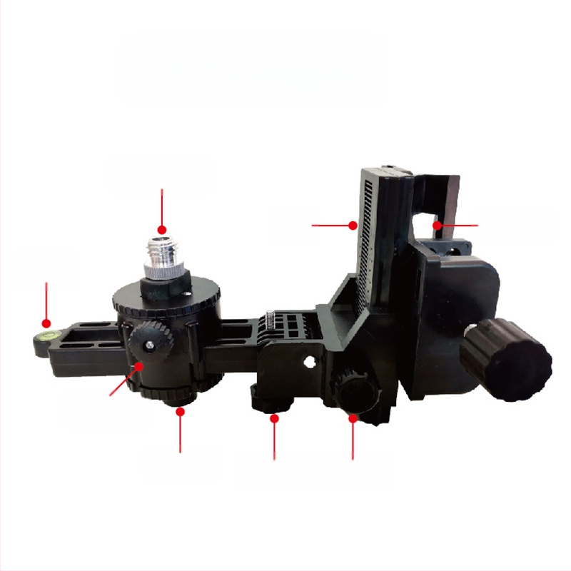 Многофункционален пан-tilt нивелир с лазерен принцип, телескопична тръба, инфрачервена база и 360° въртяща скоба за повдигане