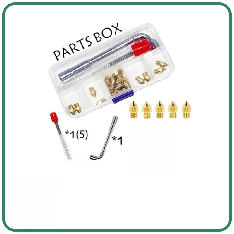 24 броя MK8 латунова дюза комплект с почистващи игли, гаечен ключ и кутия за съхранение за 3D принтери