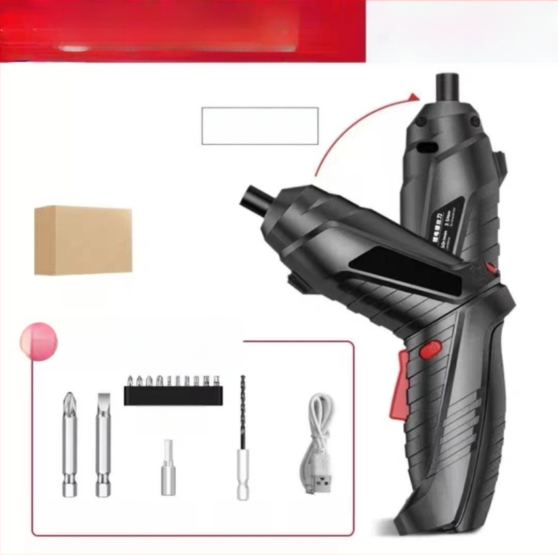 Многофункционална преносима електрическа отвертка и компактна бормашина, зареждаща се, 46 части комплект, хром-ванадиева стомана, за завиване на винтове вкъщи