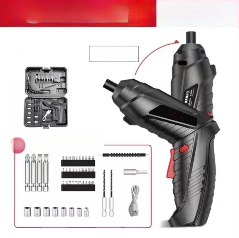 Многофункционална преносима електрическа отвертка и компактна бормашина, зареждаща се, 46 части комплект, хром-ванадиева стомана, за завиване на винтове вкъщи