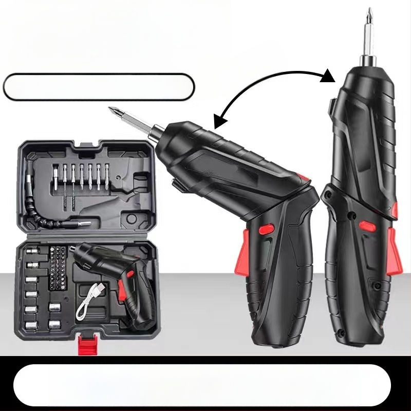 Многофункционална преносима електрическа отвертка и компактна бормашина, зареждаща се, 46 части комплект, хром-ванадиева стомана, за завиване на винтове вкъщи