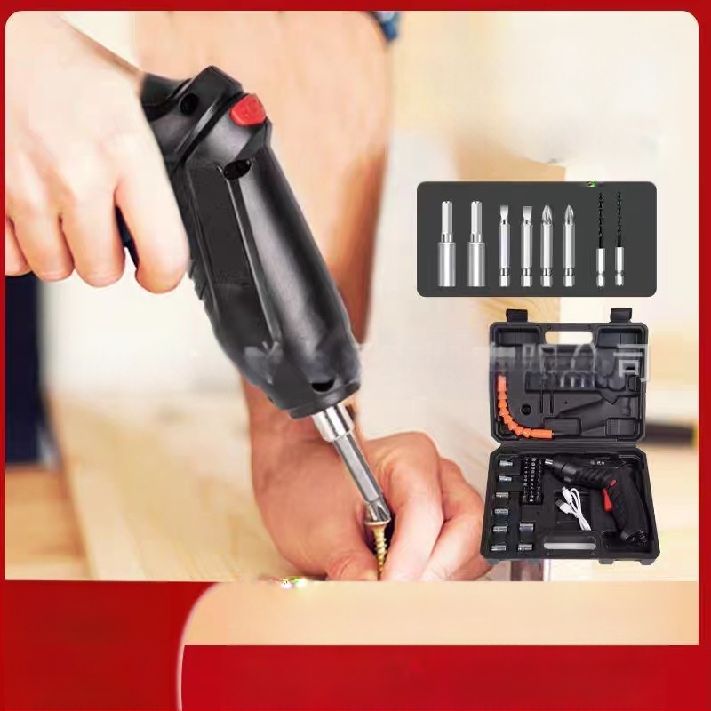 Многофункционална преносима електрическа отвертка и компактна бормашина, зареждаща се, 46 части комплект, хром-ванадиева стомана, за завиване на винтове вкъщи