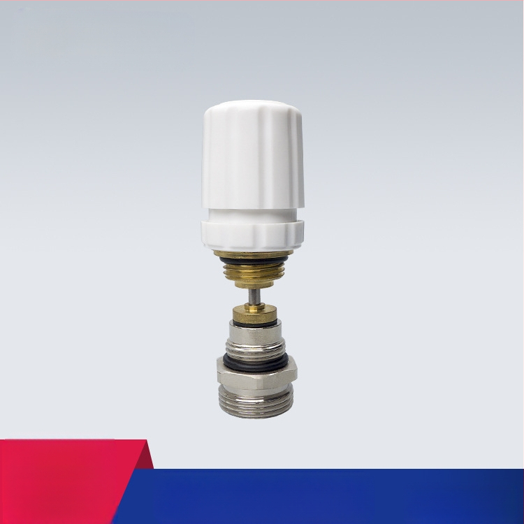 Jezgra ventila za vodeni razdelitev vija za talno ogrevanje – samodejno zapiranje z vzmetjo, visoka konstrukcija, model 1QL-803, bakar, navojno priključek, radna temperatura 95°C, promjer grane G1/2xG3/4