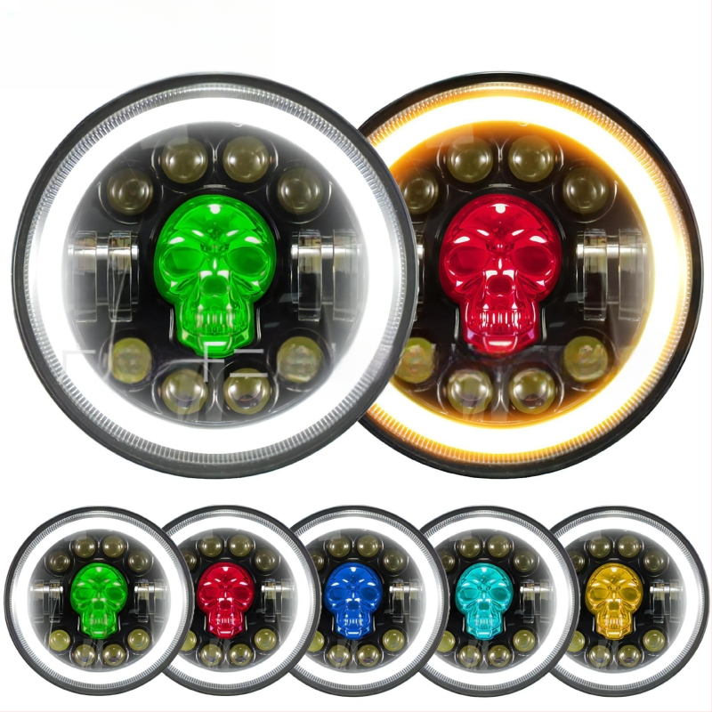 LED προβολέας για εκτός δρόμου οχήματα – Skull Wrangler κυκλικός προβολέας, περίβλημα από χυτό αλουμίνιο, ανακλαστική κάψα, επιλογές παραμετροποίησης