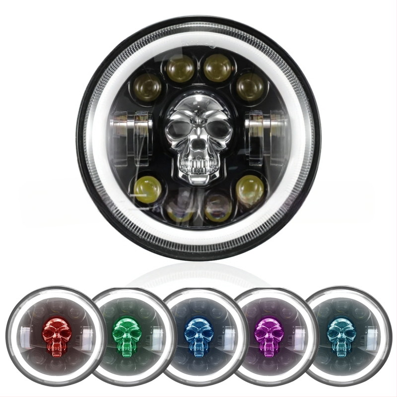 LED προβολέας για εκτός δρόμου οχήματα – Skull Wrangler κυκλικός προβολέας, περίβλημα από χυτό αλουμίνιο, ανακλαστική κάψα, επιλογές παραμετροποίησης