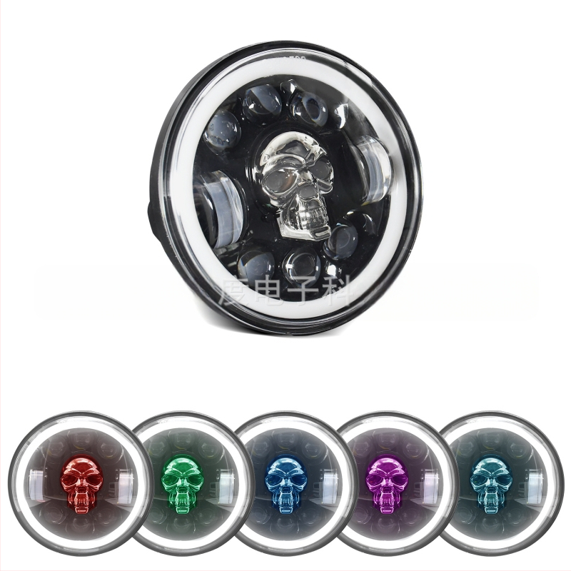 LED προβολέας για εκτός δρόμου οχήματα – Skull Wrangler κυκλικός προβολέας, περίβλημα από χυτό αλουμίνιο, ανακλαστική κάψα, επιλογές παραμετροποίησης