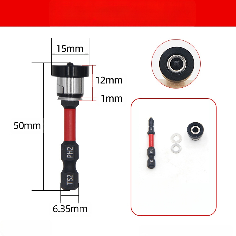 Главичка за позициониране на гипсокартон, регулируема с магнитен пръстен, S2 инструментална стомана, за винтове с кръстосан шлиц в дърводелството и таваните