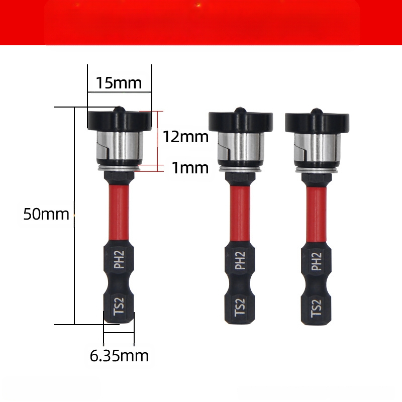 Главичка за позициониране на гипсокартон, регулируема с магнитен пръстен, S2 инструментална стомана, за винтове с кръстосан шлиц в дърводелството и таваните