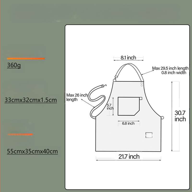 Vászon kötény készlet, ujj nélküli, szennyeződés elleni, modern letisztult stílus, testreszabható