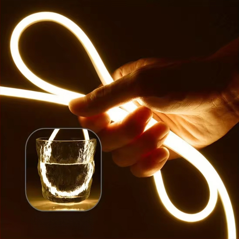 USB maitinama 5V neon LED juosta su laipsniškai reguliuojamu ryškumu, rankos judesio jutiklis, atspari vandeniui, lipni vidaus apšvietimui spintoms ir miegamiesiems