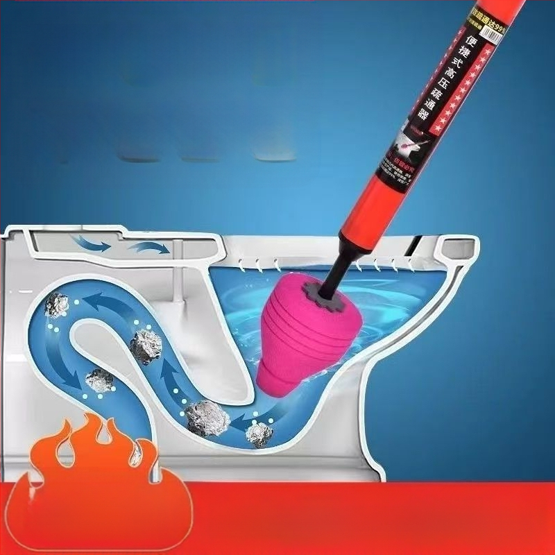 Tualeto siurbimo įrankis su pneumatine veikimo sistema, PVC konstrukcija, tinkamas namų kanalizacijai