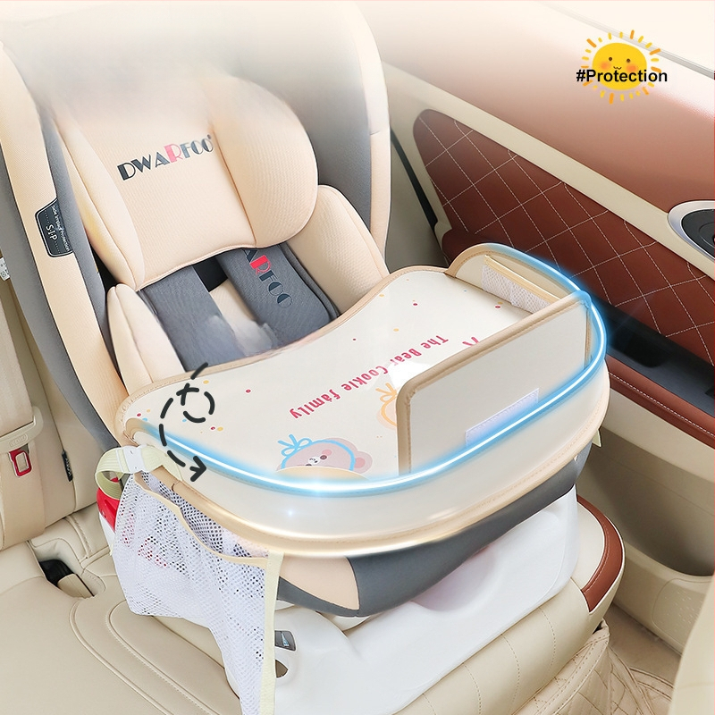 Automobilio sėdynės stalo padėklas kūdikiams — atspari vandeniui paviršius su animaciniu dizainu, suderinamas su vaiko saugos sėdyne