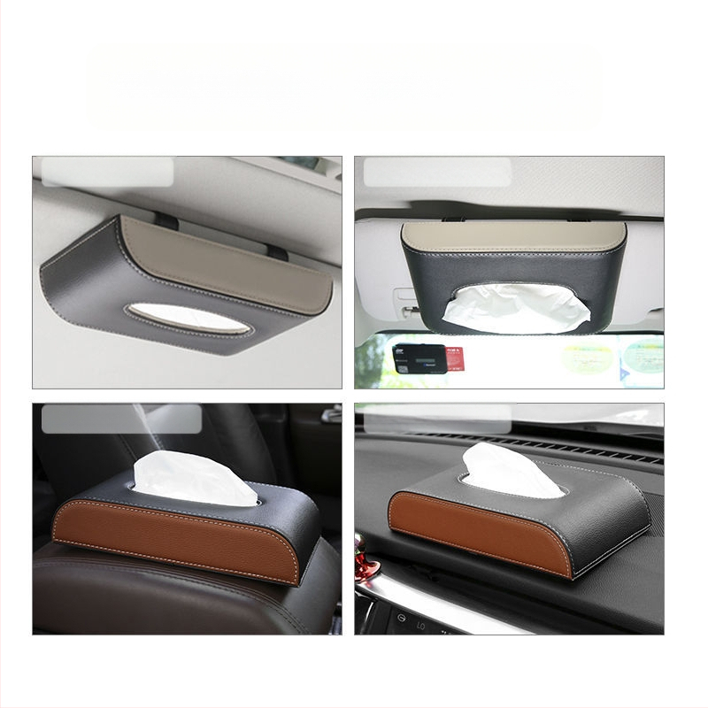 Δερμάτινο κουτί χαρτομάντηρων αυτοκινήτου, κρεμάμενο από την ηλιοπροστασία ή την οροφή, εσωτερικό αξεσουάρ αυτοκινήτου, προσαρμόσιμο, προέλευση Γκουανγκζού