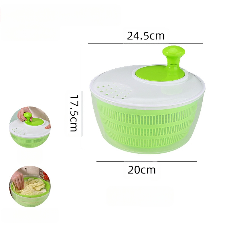 Ръчно устройство за измиване и отцеждане на зеленчуци и плодове с въртящ се кошник