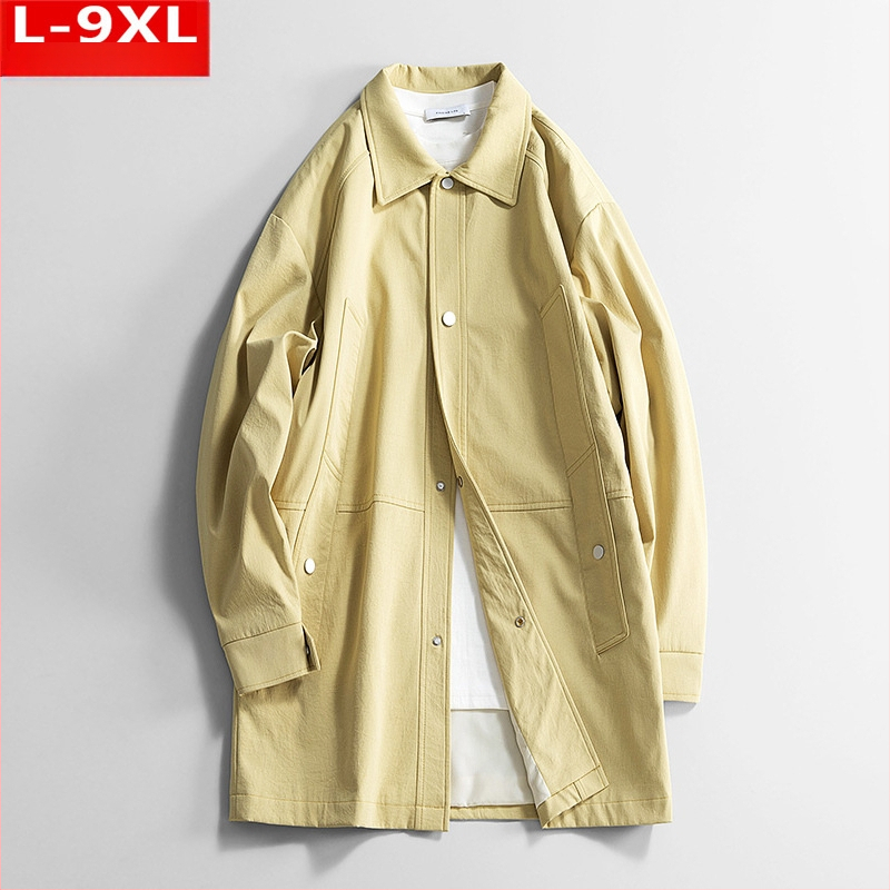 Ανδρικό παλτό σε στυλ Hong Kong wind για άνοιξη-φθινοπωρο, μεσαίου μήκους, πέτο, μονόμπροστο