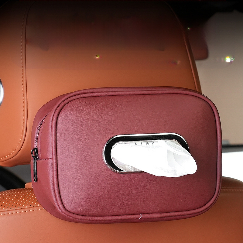 Δερμάτινο κουτί χαρτοπετσέτων αυτοκινήτου με ιμάντα, μάρκα Car Sail Family; κατάλληλο για υποβραχιόνιο και πίσω πάνελ καθίσματος; Διαθέσιμη εξατομίκευση