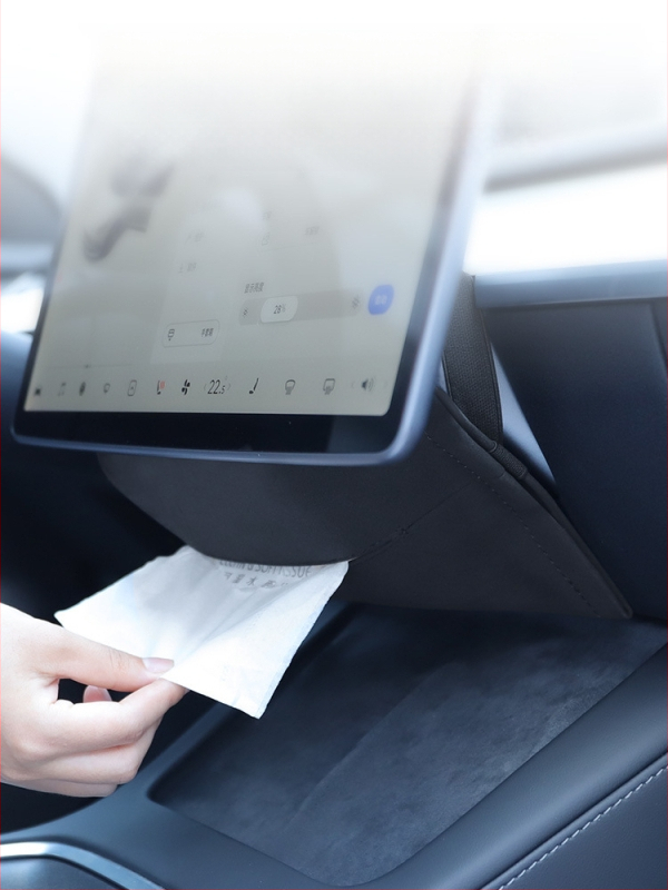 Θήκη χαρτοπετσετών αυτοκινήτου για Tesla Model Y3, plush υλικό, κρυφή κρεμάμενη εγκατάσταση