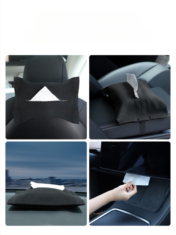 Θήκη χαρτοπετσετών αυτοκινήτου για Tesla Model Y3, plush υλικό, κρυφή κρεμάμενη εγκατάσταση