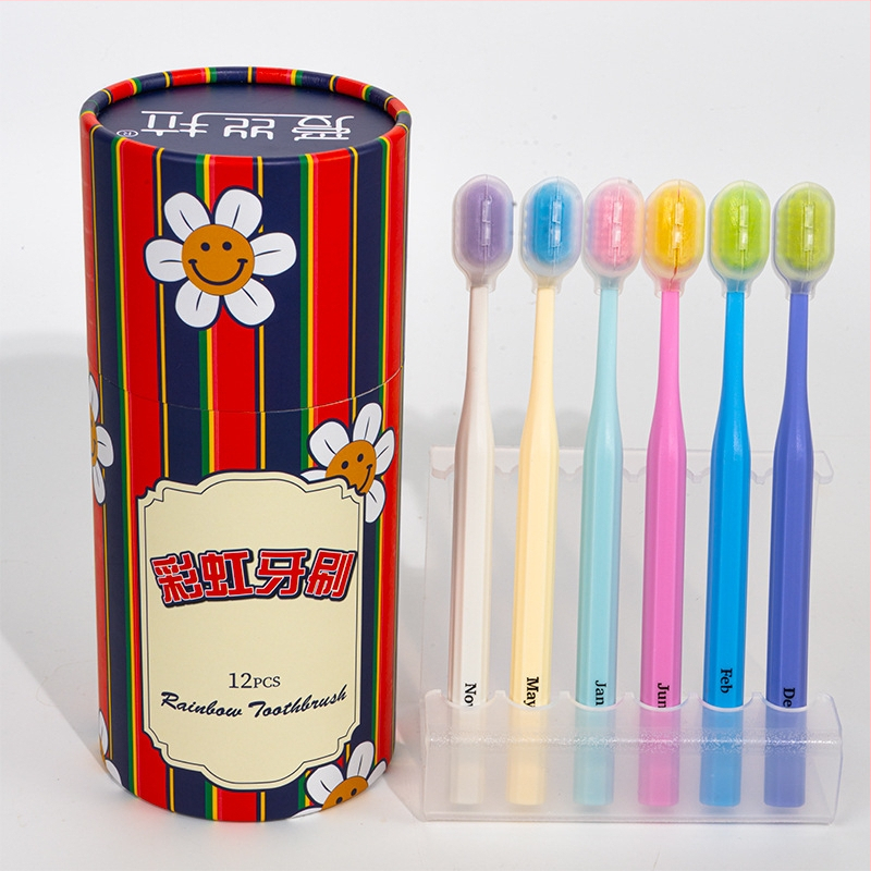 Rankinis dantų šepetėlis su minkštais šereliais, 12 vnt./barrel, 80 barelių dėžutėje, universalus naudojimas