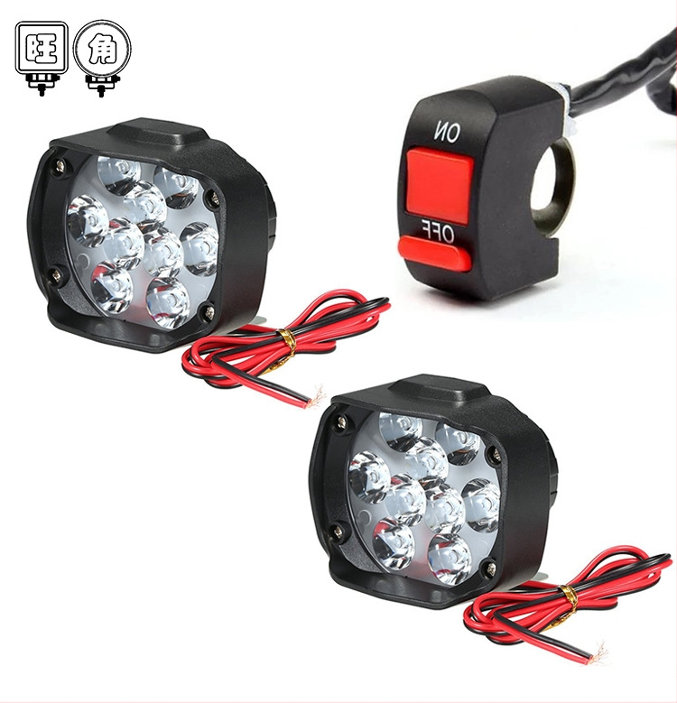 WJ LED εξωτερικό φανάρι αυτοκινήτου και μοτοσικλέτας με διακόπτη, 9 LED λωρίδες, φως καθρέπτη, 12V